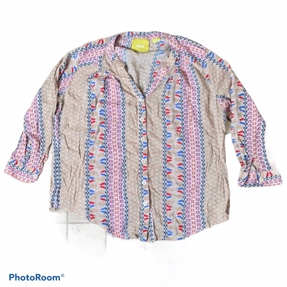 MAEVE ANTHROPOLOGIE Button Multicolored Blouse XS - Picture 2 of 9